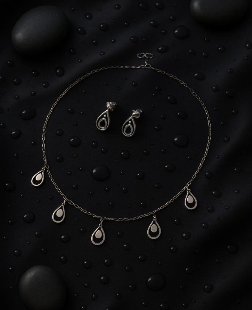 Teardrop Elegance Necklace with earring Set in 925 Sterling Silver