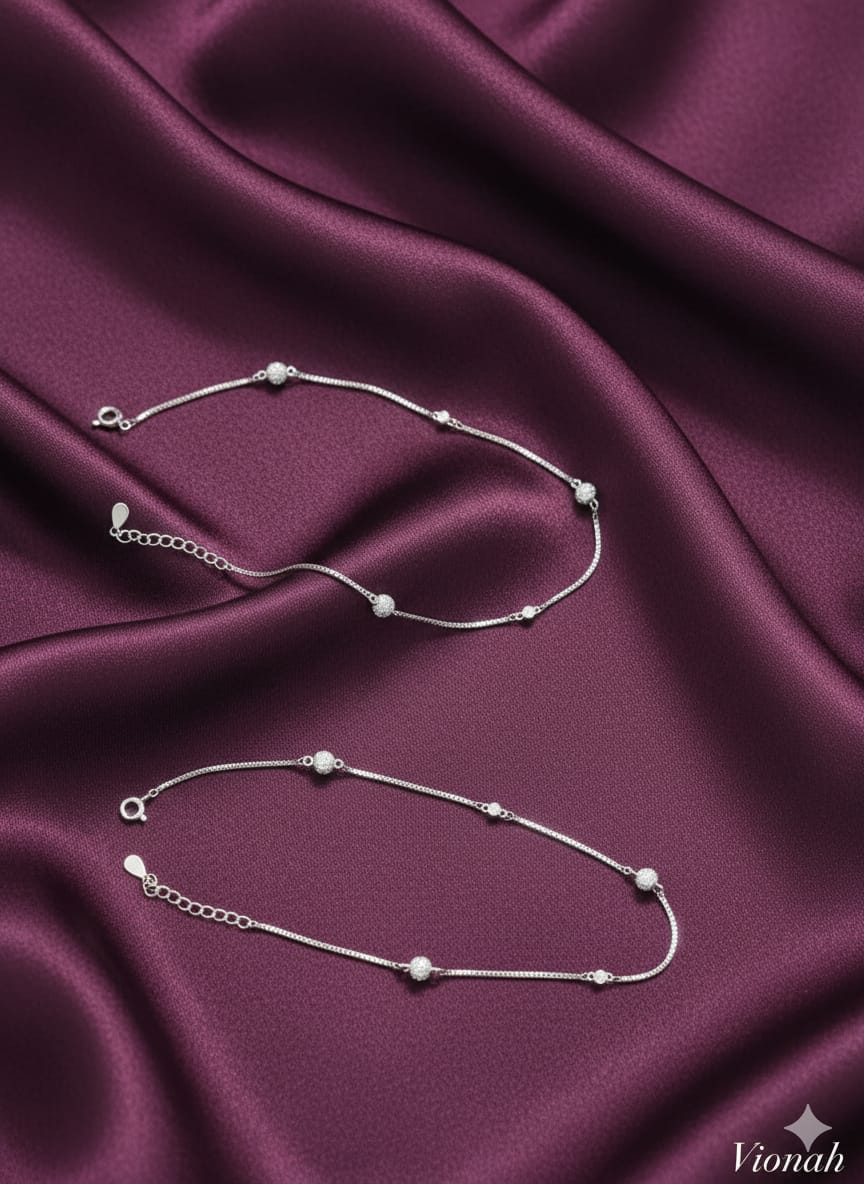 Sparkling Silver Anklet ✨ - Image 2
