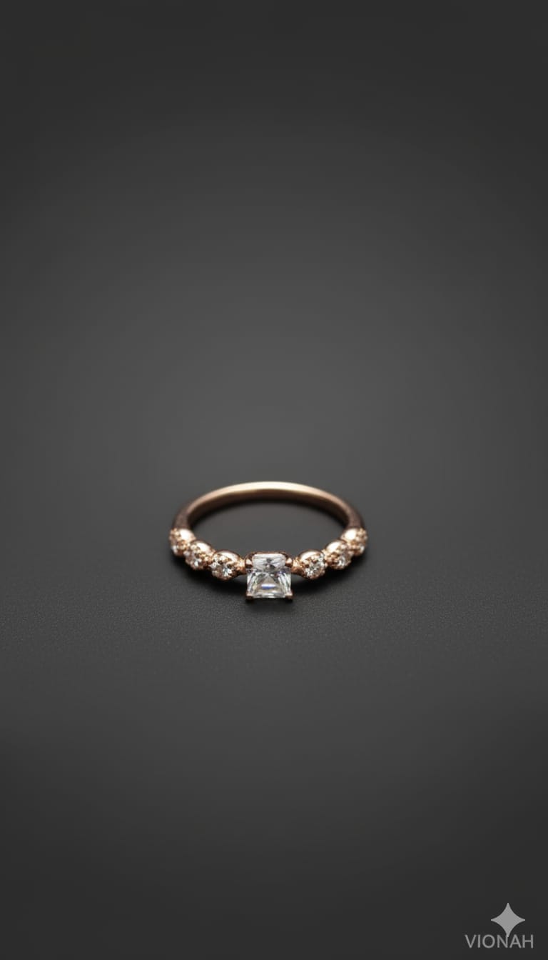 Emerald Glow Ring – 925 Silver (Rose Gold-Plated) - Image 3