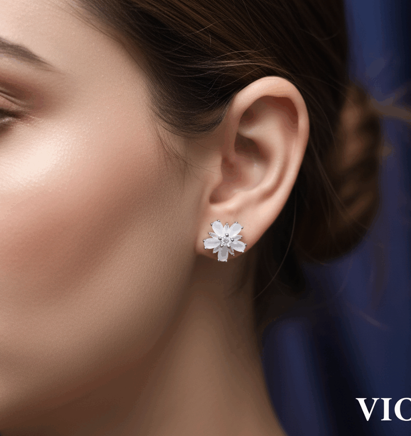 925 Sterling Silver Floral Stud Earrings