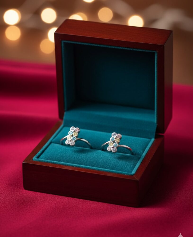 Floral Cluster 925 Silver Toe Rings