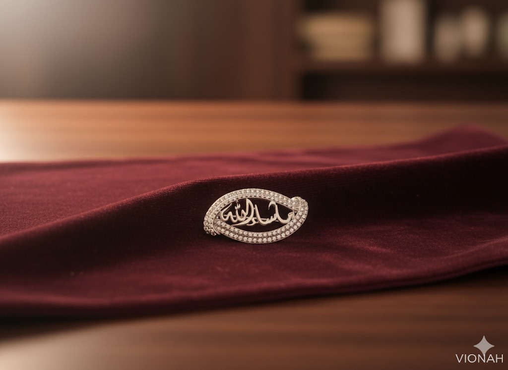 Silver Calligraphy Brooch