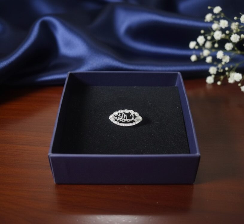 925 Silver Calligraphy Oval Brooch