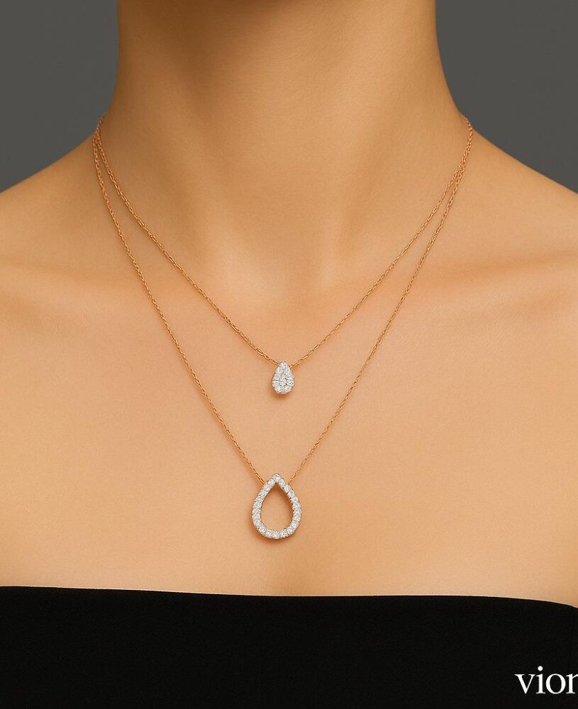 Twin Teardrop Layered Necklace