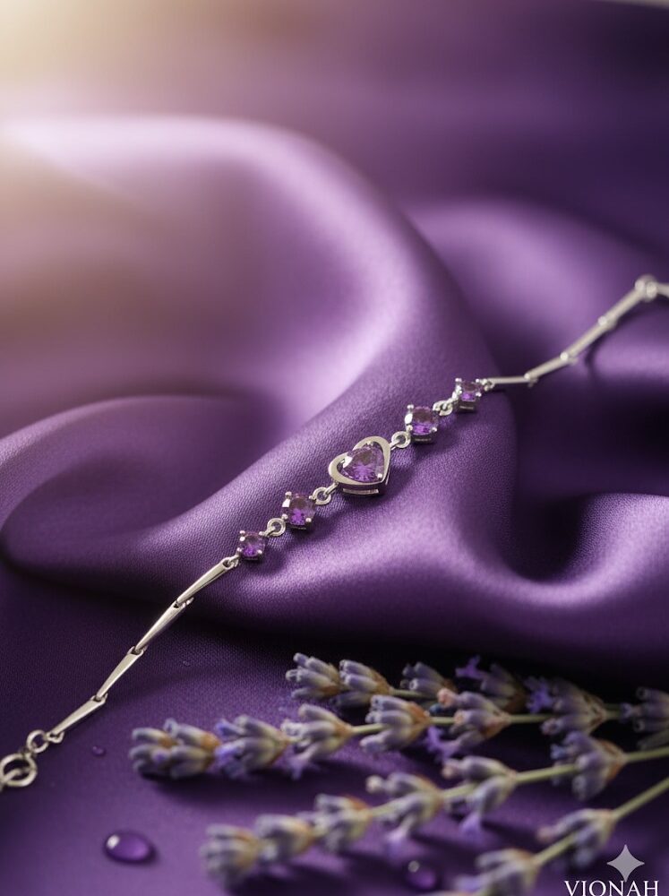 Purple Heart 925 Silver Bracelet