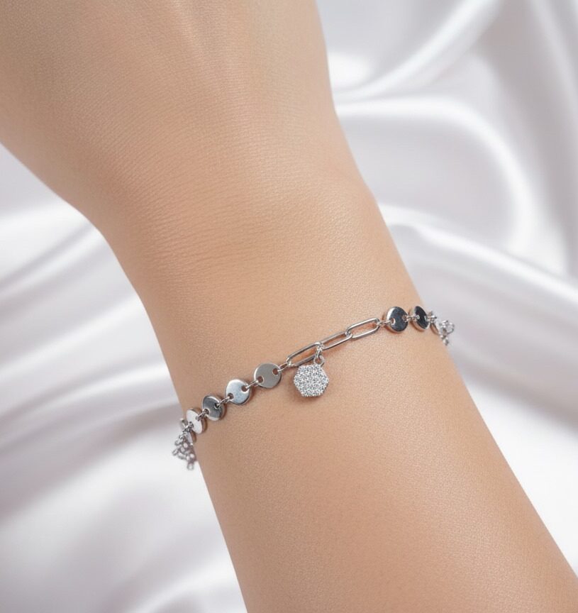 Silver Disc Charm Bracelet