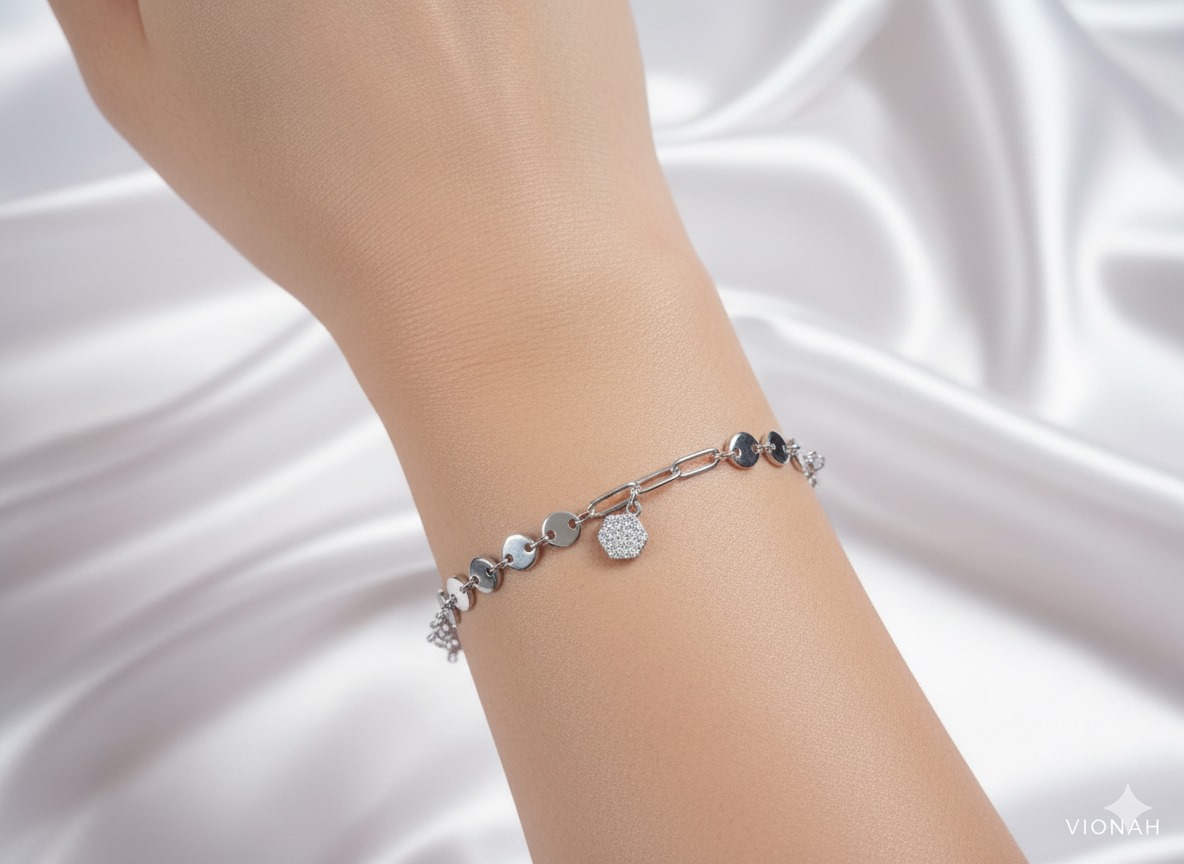 Silver Disc Charm Bracelet