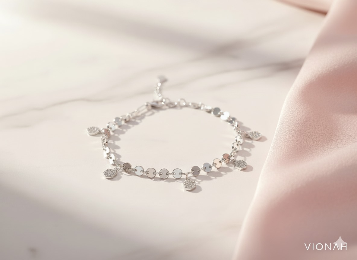 Silver Disc Charm Bracelet - Image 3