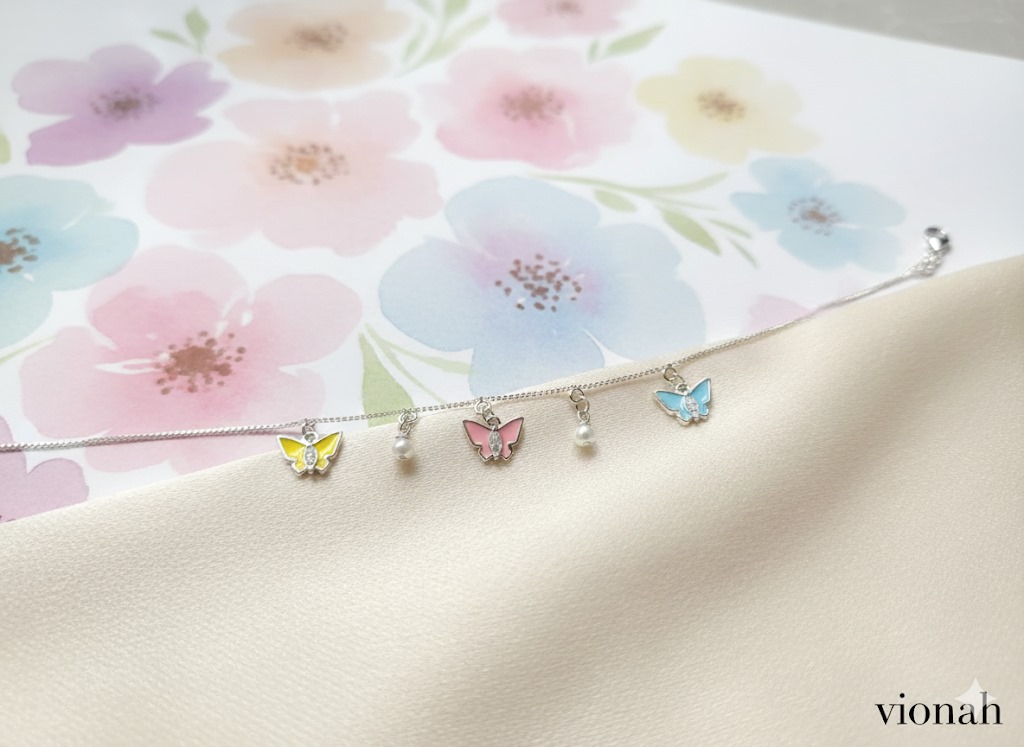 Enamel Butterfly Charm Bracelet