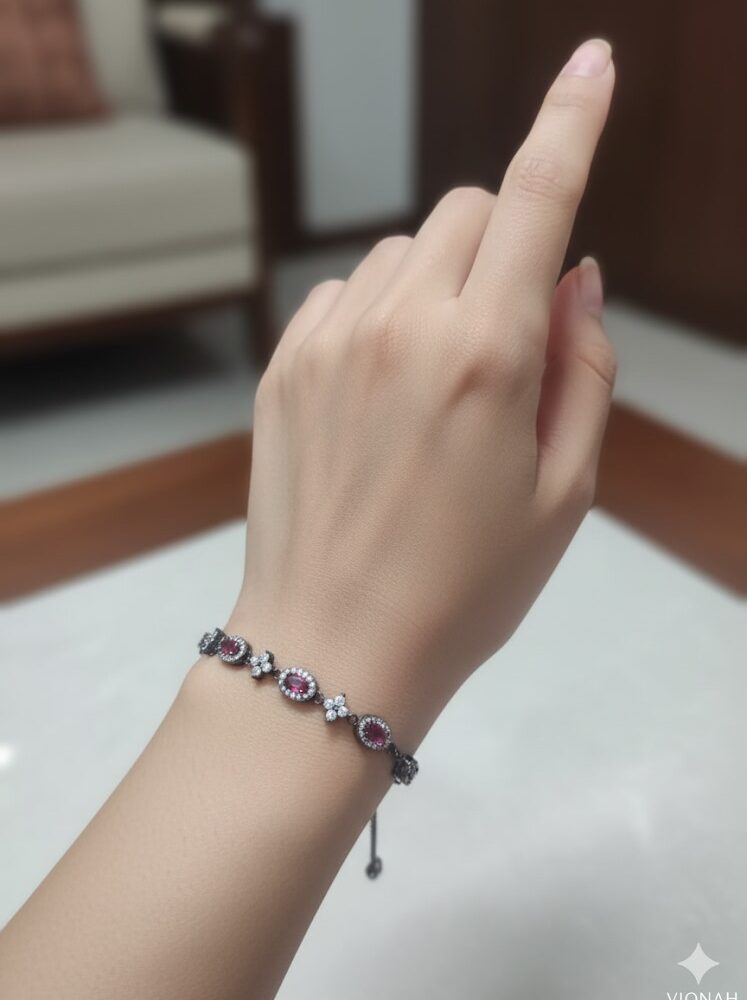 Ruby Glow 925 Silver Bracelet