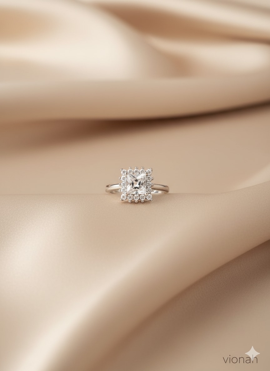 Princess Cut Halo Ring