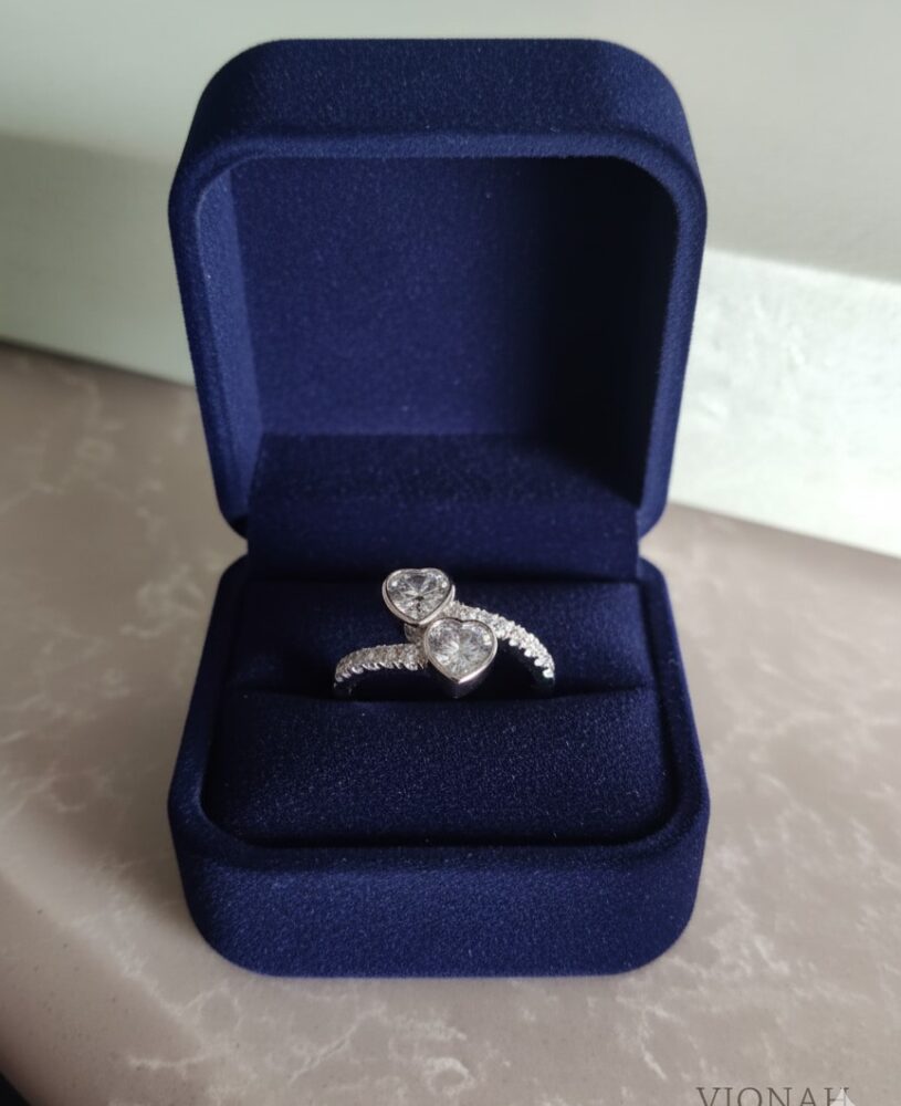 Twin Heart Silver Ring