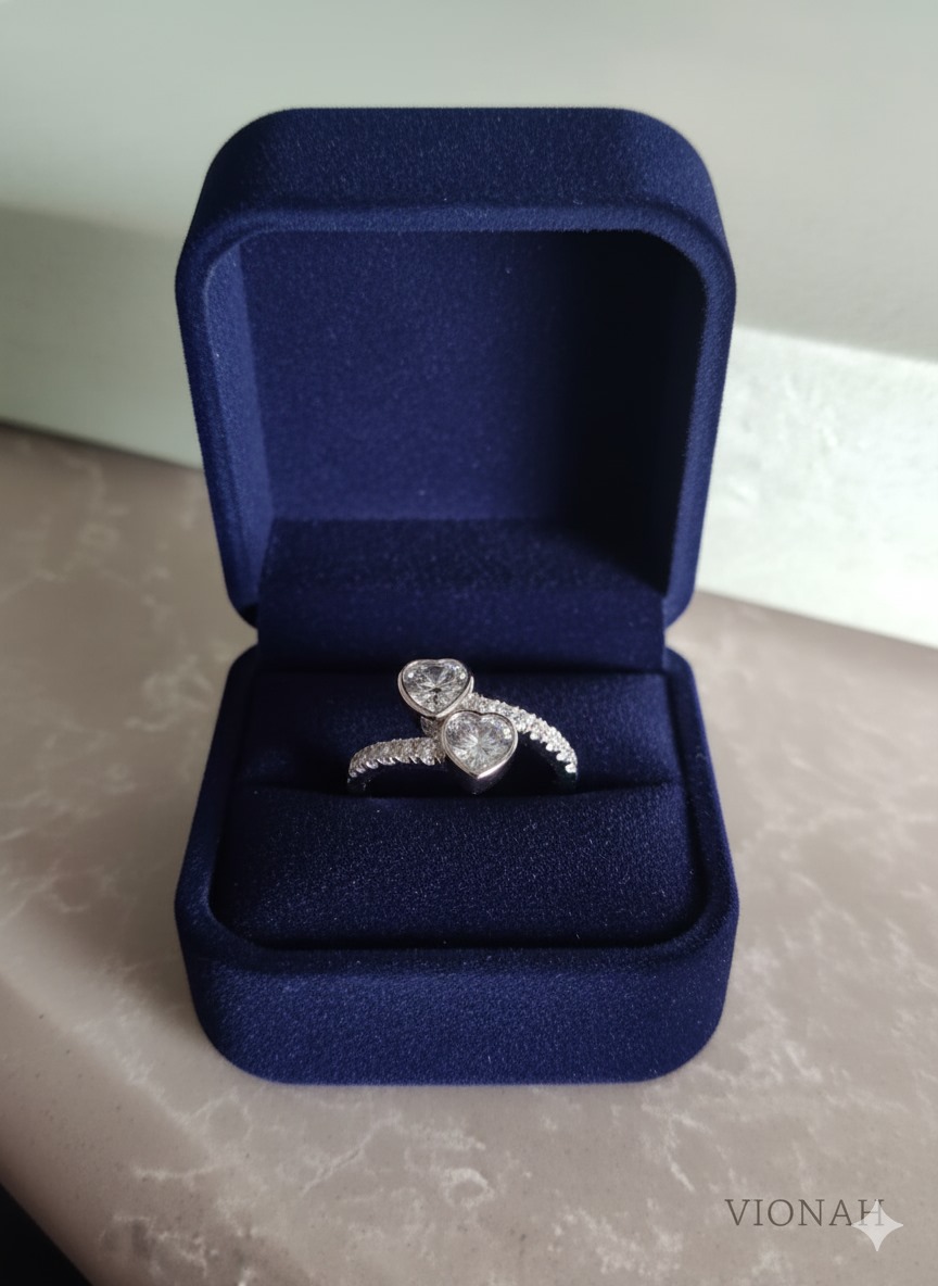 Twin Heart Silver Ring