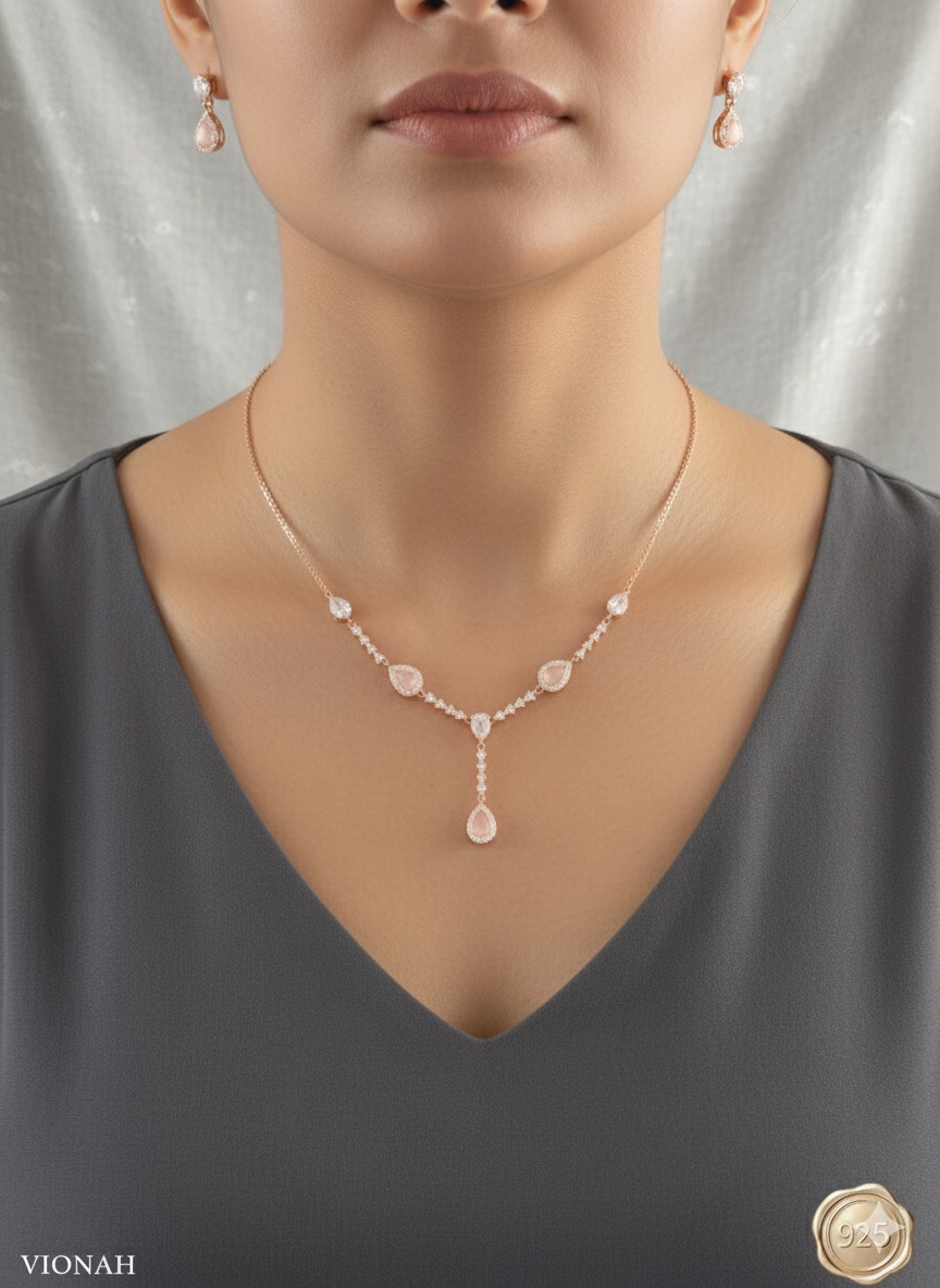 Rose Blush Necklace & earrings - Image 3