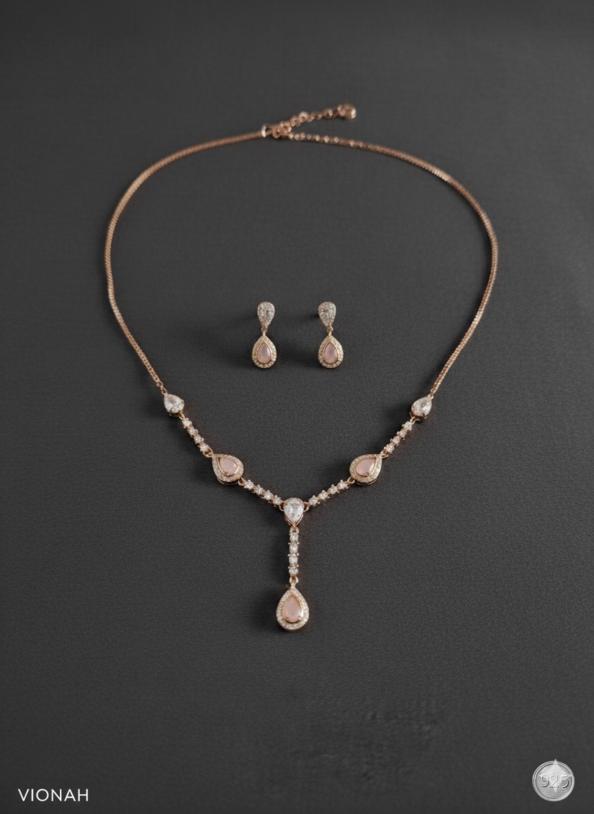 Rose Blush Necklace & earrings - Image 5
