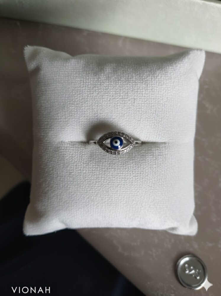 Blue Evil Eye Silver Ring