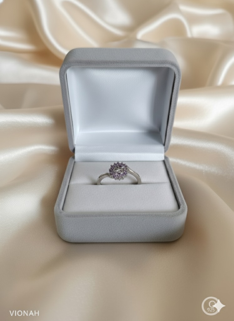 Violet Bloom Silver Ring - Image 3