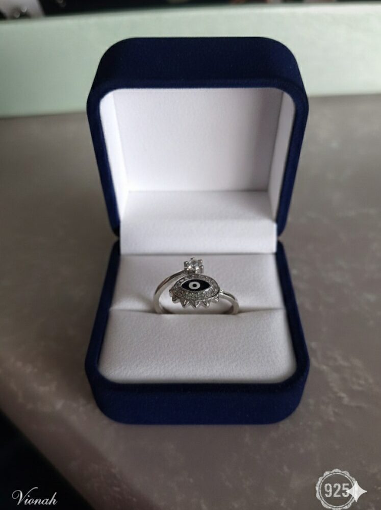 Black Evil Eye Silver Ring