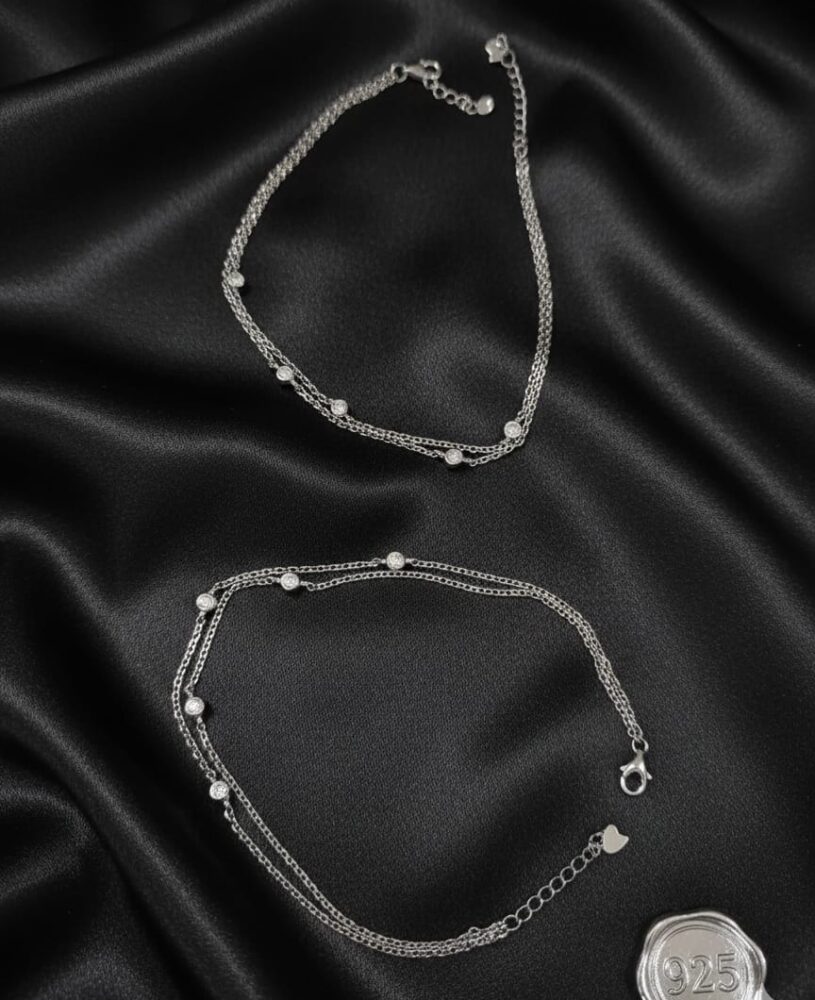 Dual Layer Silver Anklet
