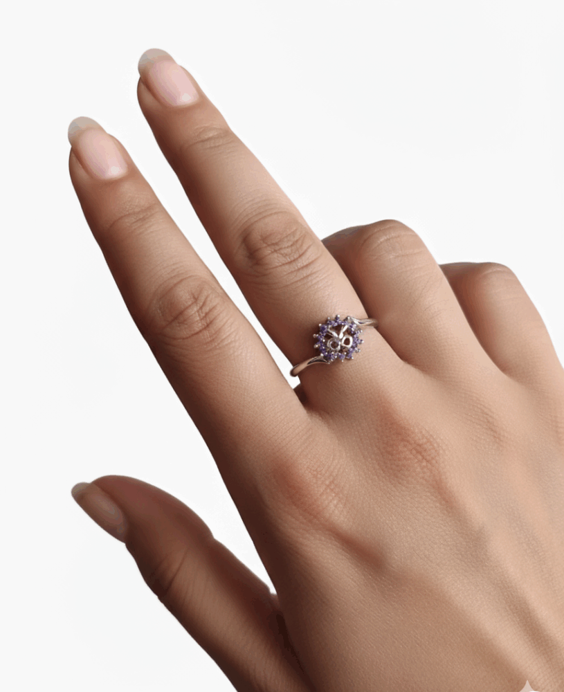 Violet Bloom Silver Ring