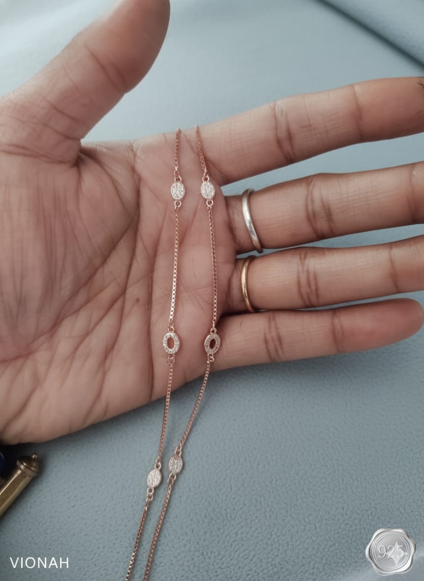 Rose Glow Silver Anklet - Image 3