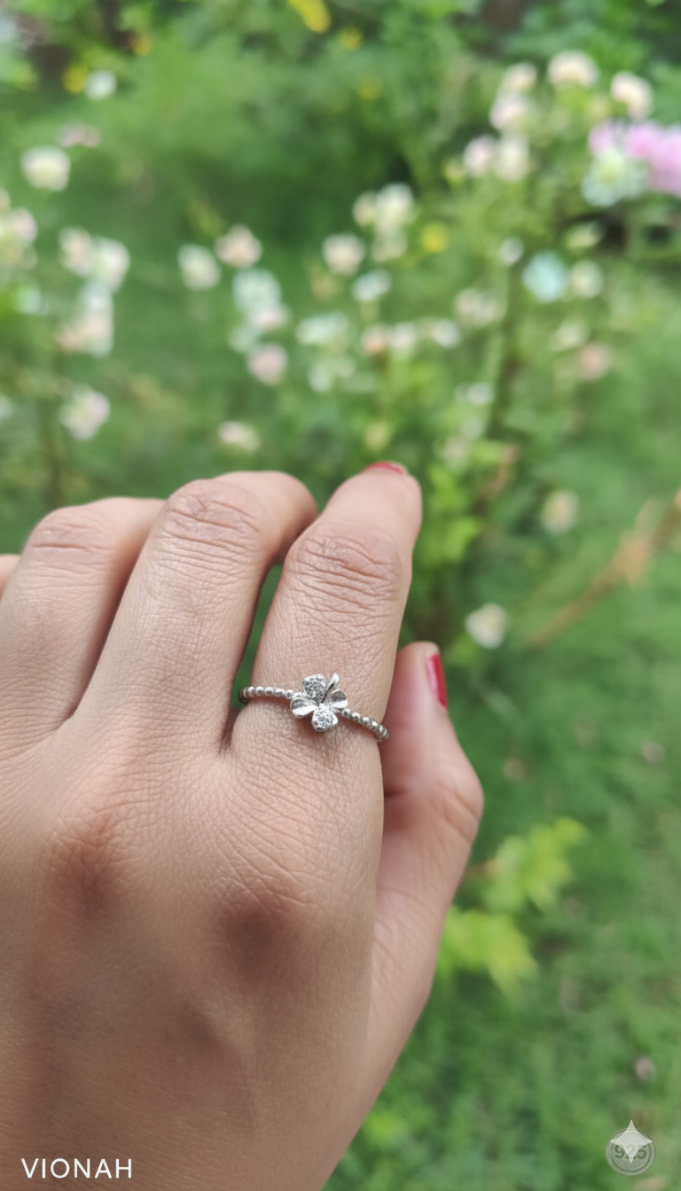 Silver Floral Ring - Image 3