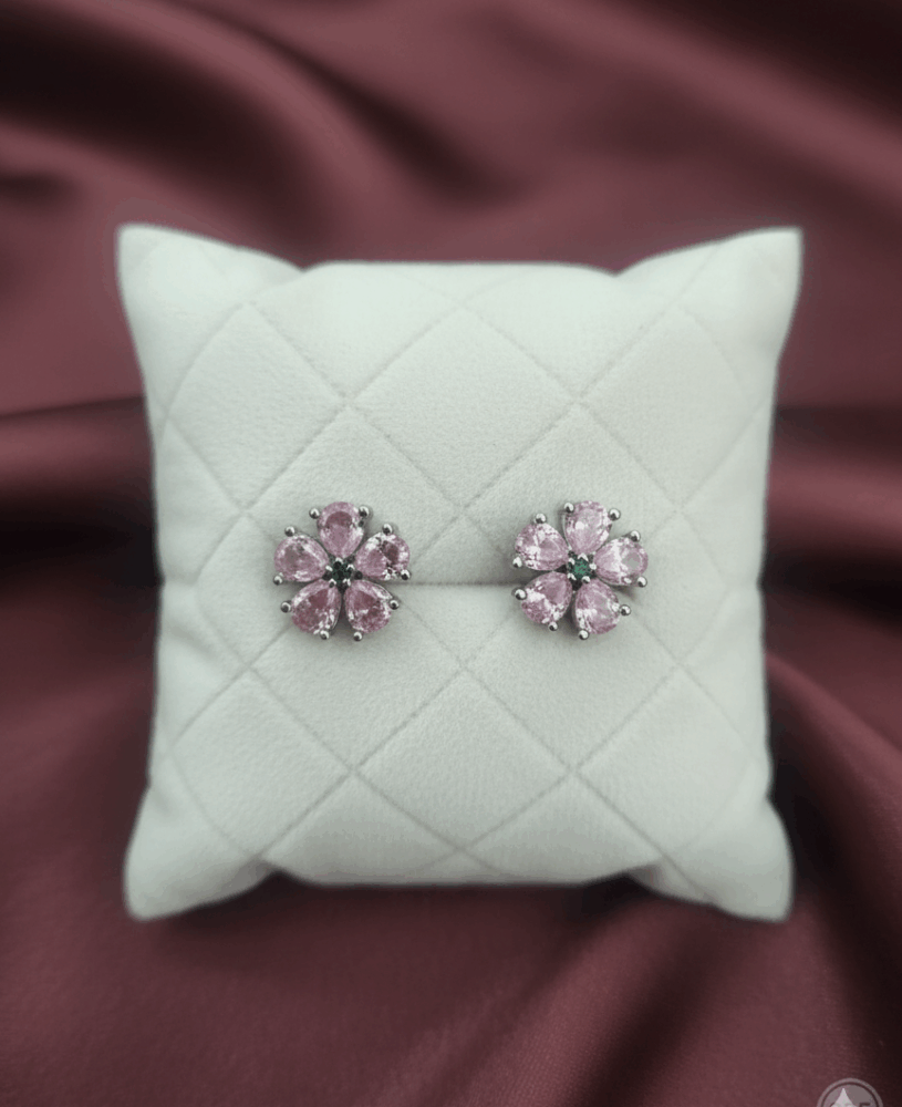 Blush Pink Floral Stud Earrings