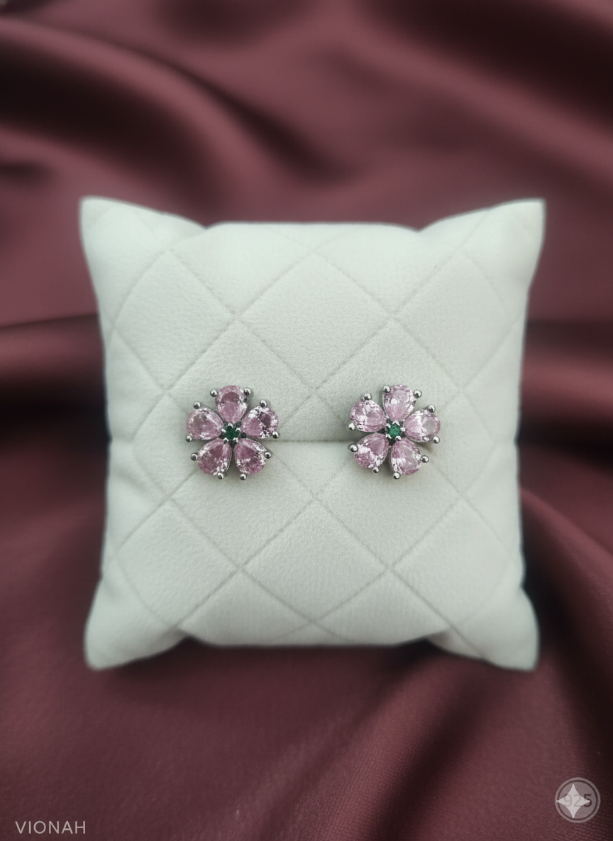 Blush Pink Floral Stud Earrings
