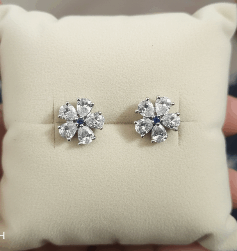 White Floral Stud Earrings