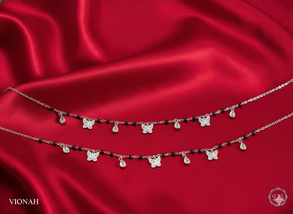 Butterfly Charm Silver Anklet - Image 4