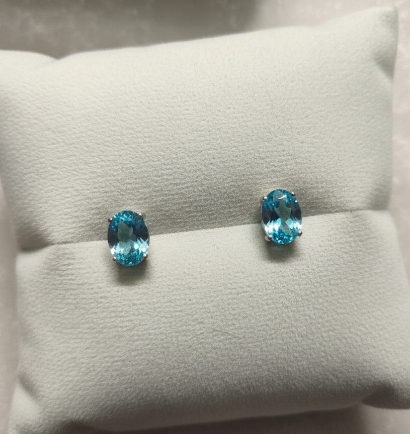 Blue Topaz 925 Silver Stud Earrings