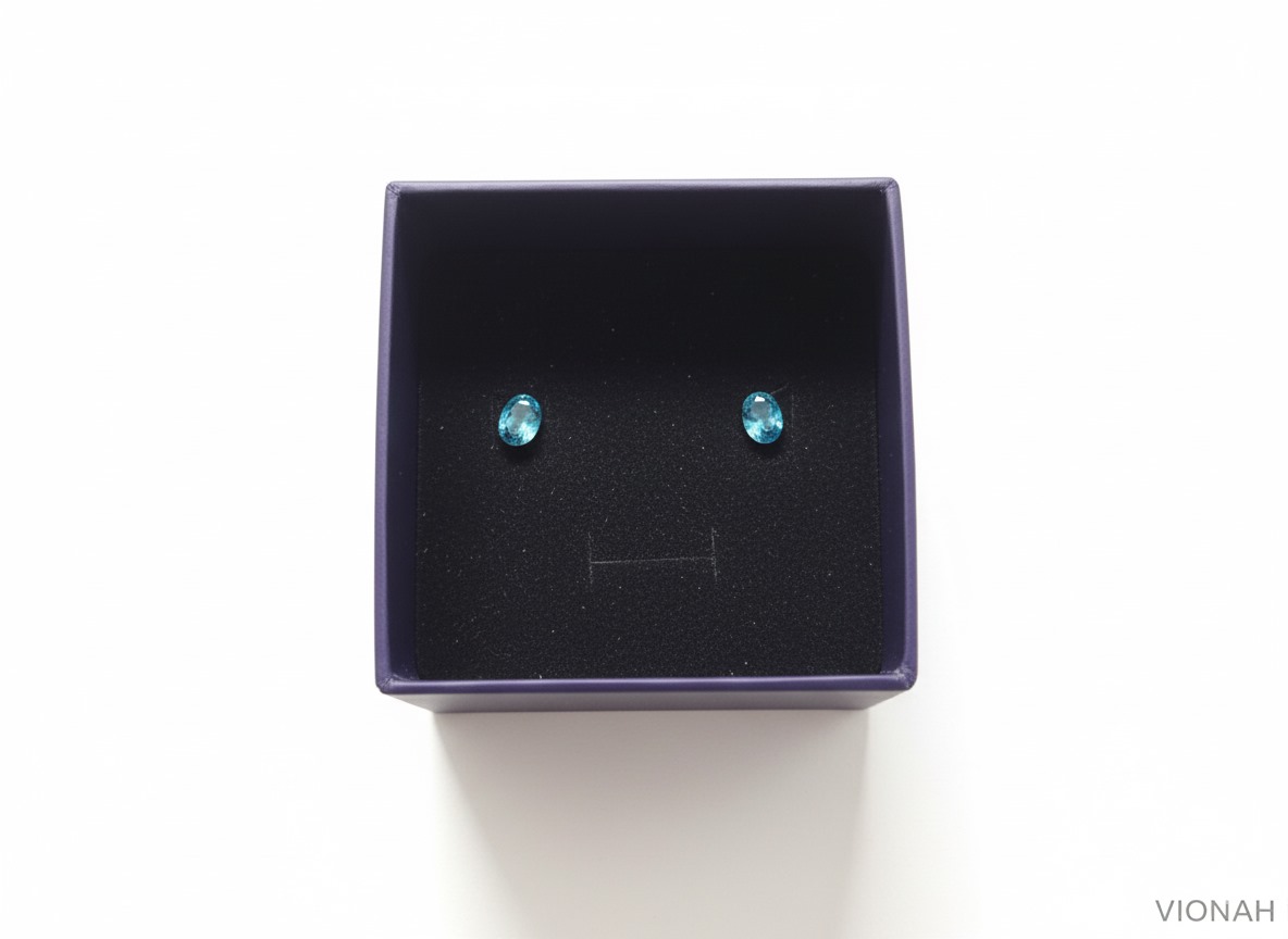 Blue Topaz 925 Silver Stud Earrings - Image 3