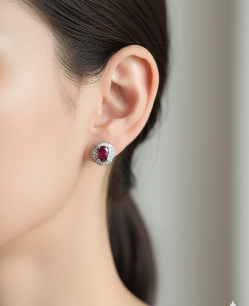 Red Halo 925 Silver Earrings