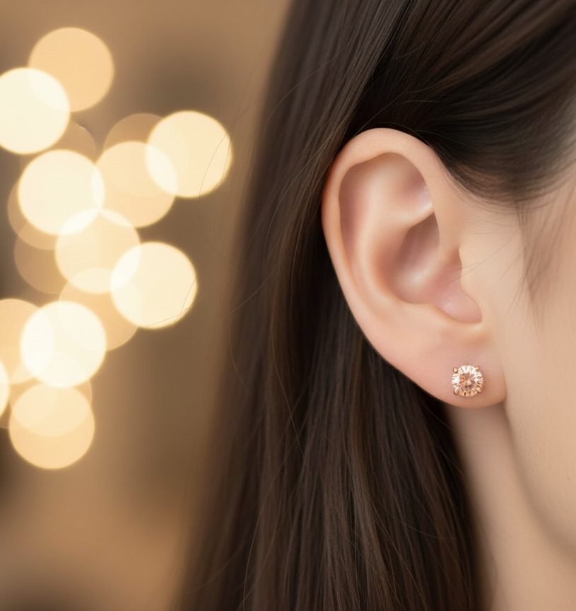 Champagne Solitaire 925 Silver Earrings