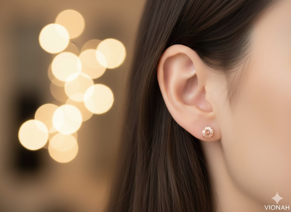 Champagne Solitaire 925 Silver Earrings
