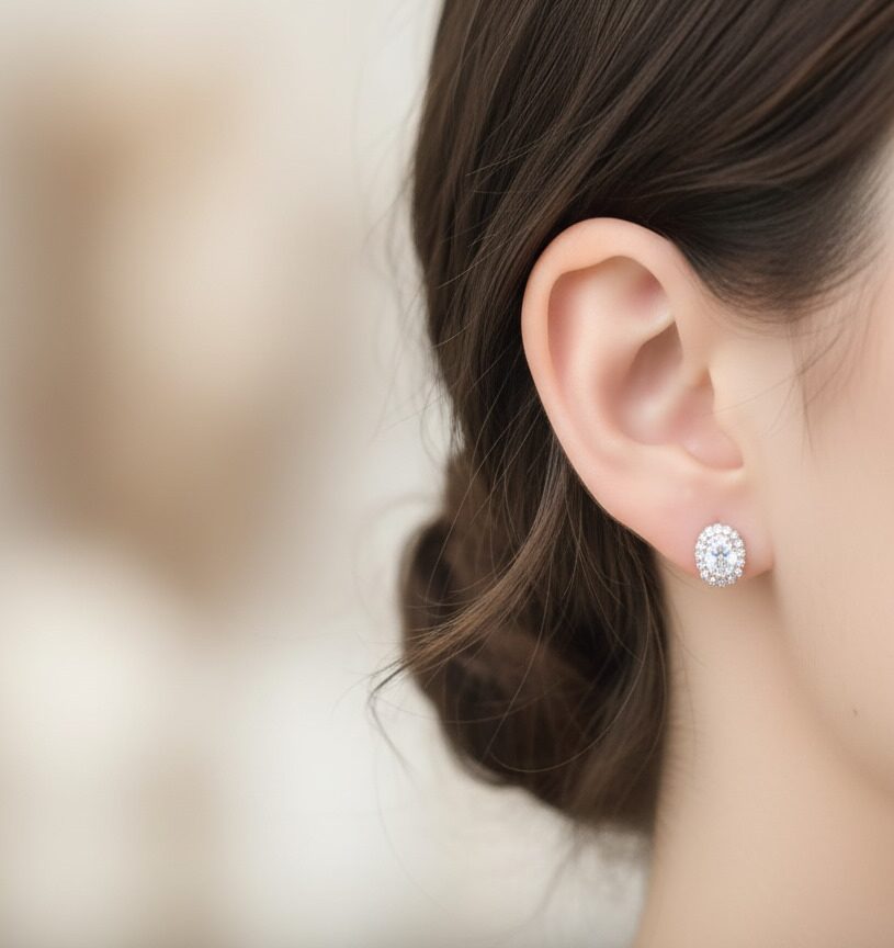 Oval Cluster 925 Silver Earrings