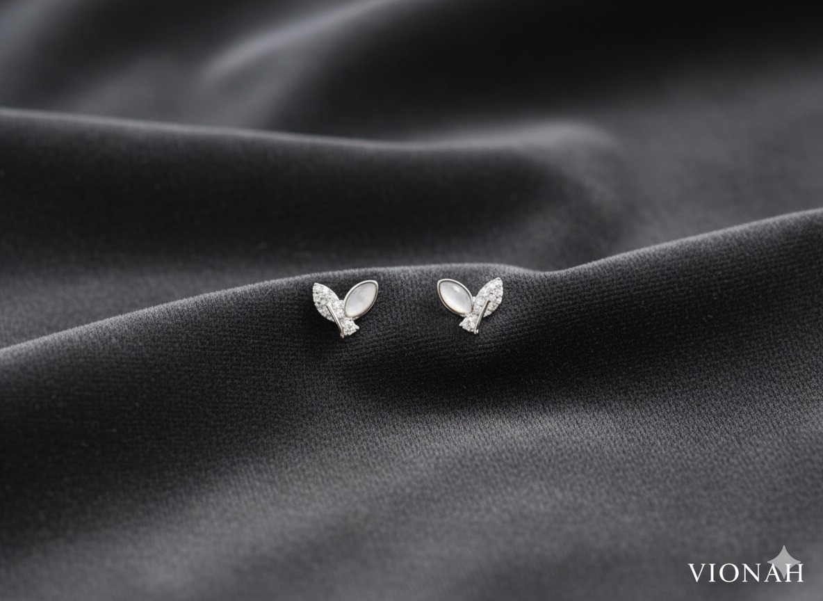Moonstone Leaf 925 Silver Earrings