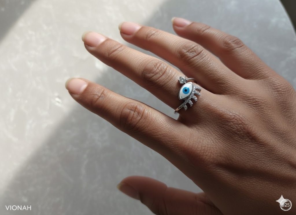 Evil Eye Silver Ring - Image 3
