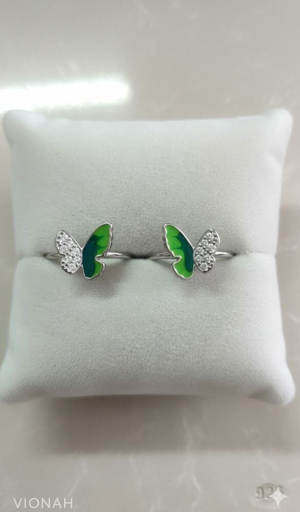 Green Butterfly 925 Silver Toe Ring