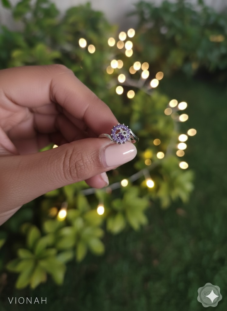 Violet Bloom Silver Ring - Image 2