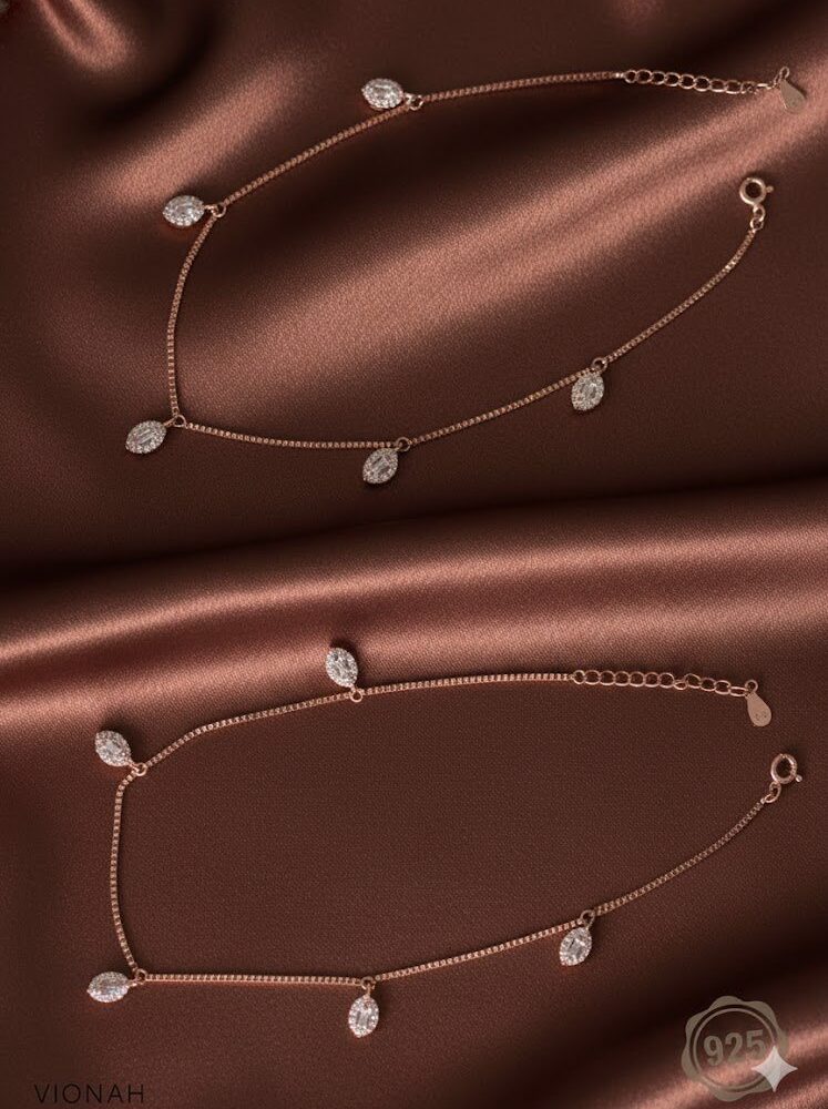 Elegant Drop Charm Anklet Set