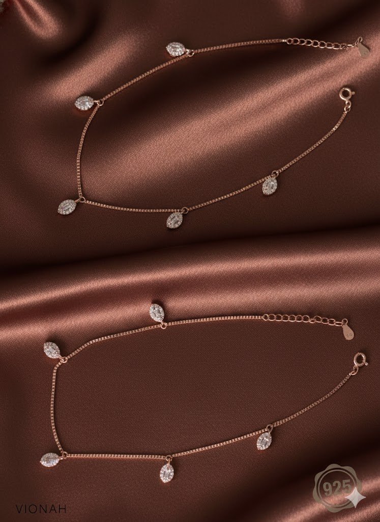 Elegant Drop Charm Anklet Set