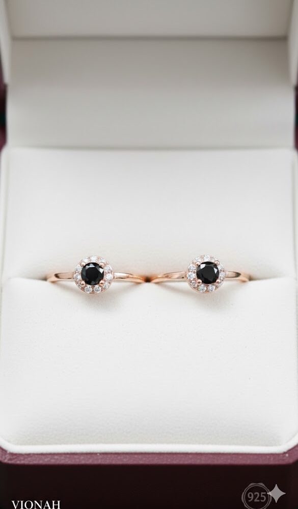 Black Onyx Halo Toe Rings