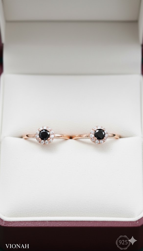 Black Onyx Halo Toe Rings