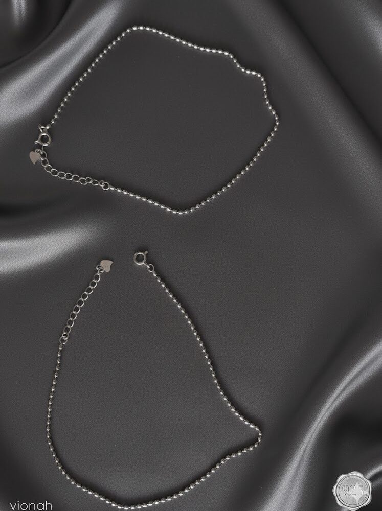 Beaded Silver Anklet Set