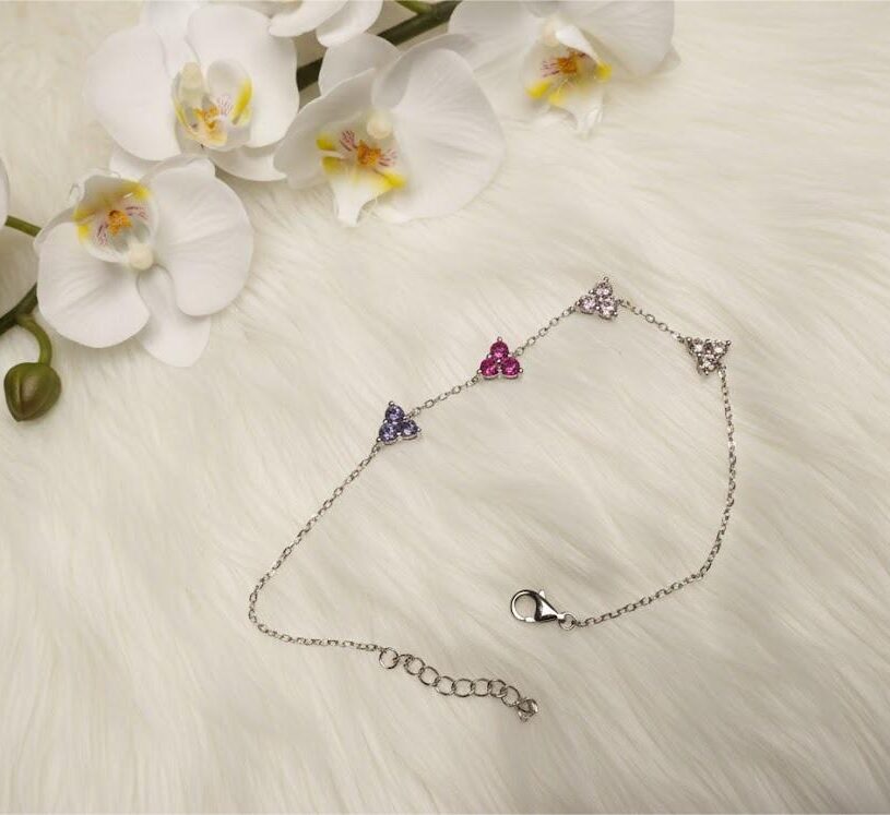 Glam Tri-Stone 925 Silver Bracelet