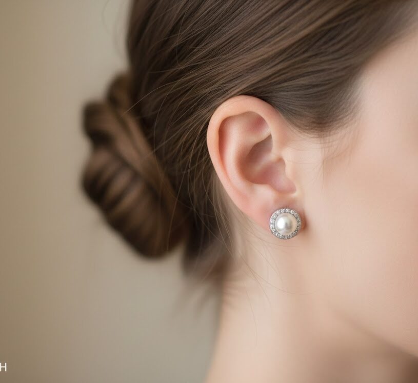 Premium 925 Silver CZ Pearl Stud Earring