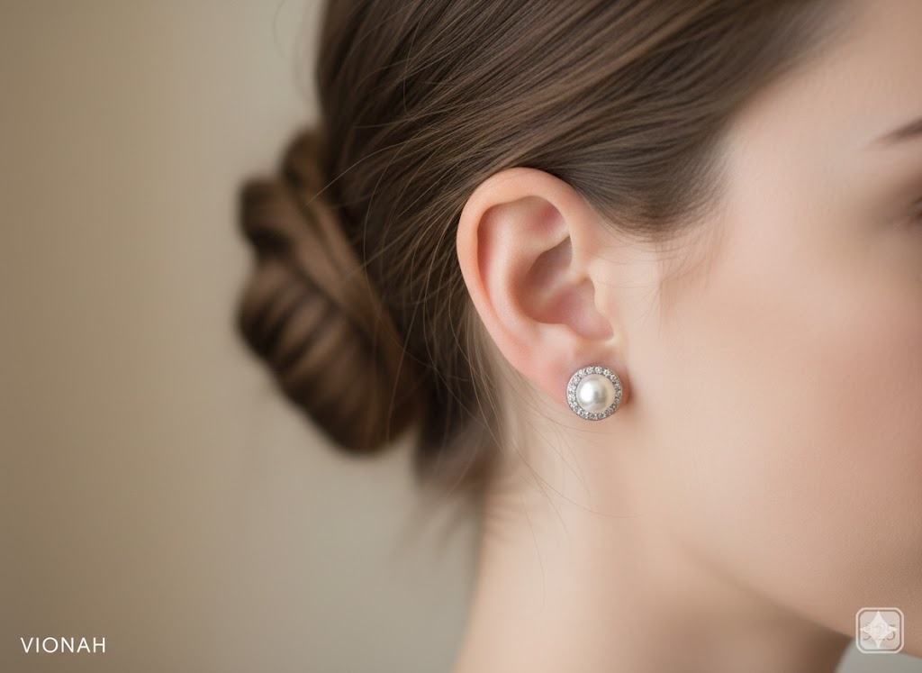 Premium 925 Silver CZ Pearl Stud Earring