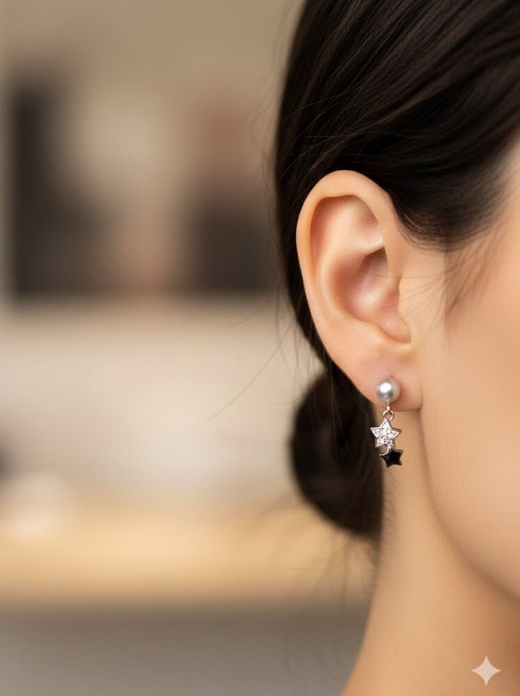 925 Silver Pearl Star Earrings