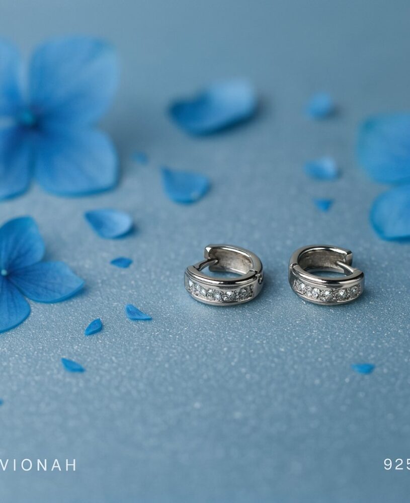 925 Silver Zircon Huggie Bali